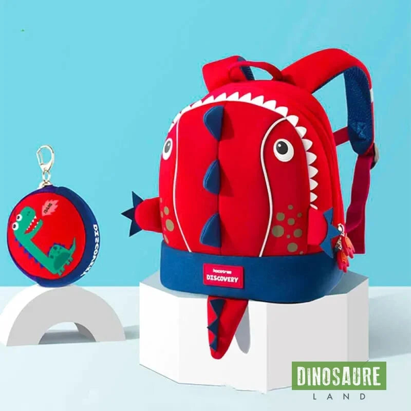 cartable dinosaure maternelle primaire rouge