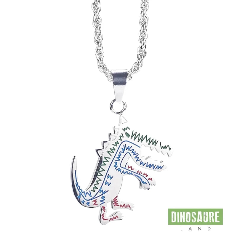 collier pendentif dinosaure tyrannosaure rex argent