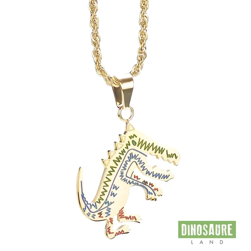 collier pendentif dinosaure tyrannosaure rex or