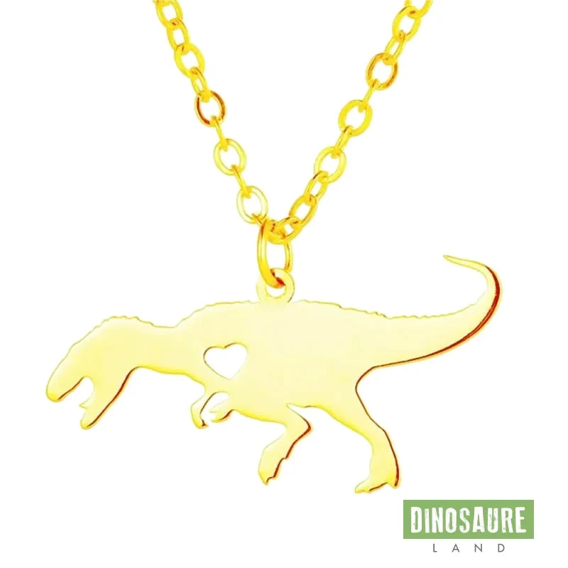 collier pendentif dinosaure coeur or