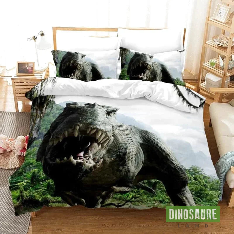 Housse De Couette Enfant Dinosaures - T-Rex - 140x200 Cm - 100% Coton Herding