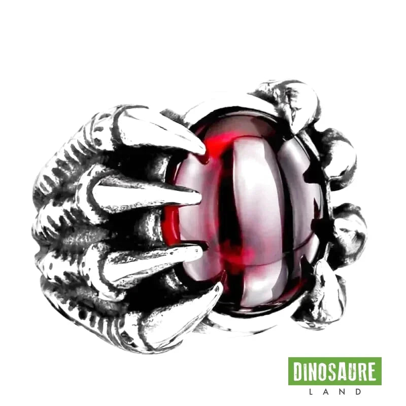 bague chevaliere griffe dinosaure rouge