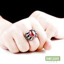 bague chevaliere griffe dinosaure rouge