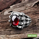 bague chevaliere griffe dinosaure rouge