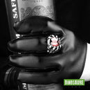 bague chevaliere griffe dinosaure rouge