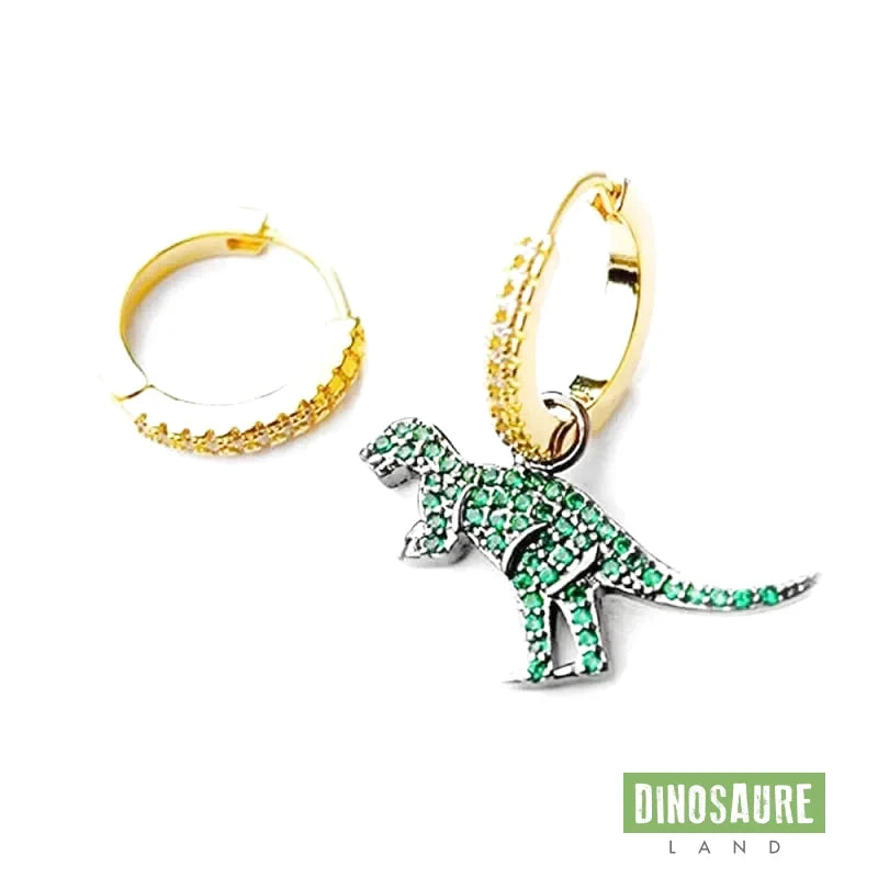 Boucles d'Oreilles Dinosaure Mono Pendentif Vert