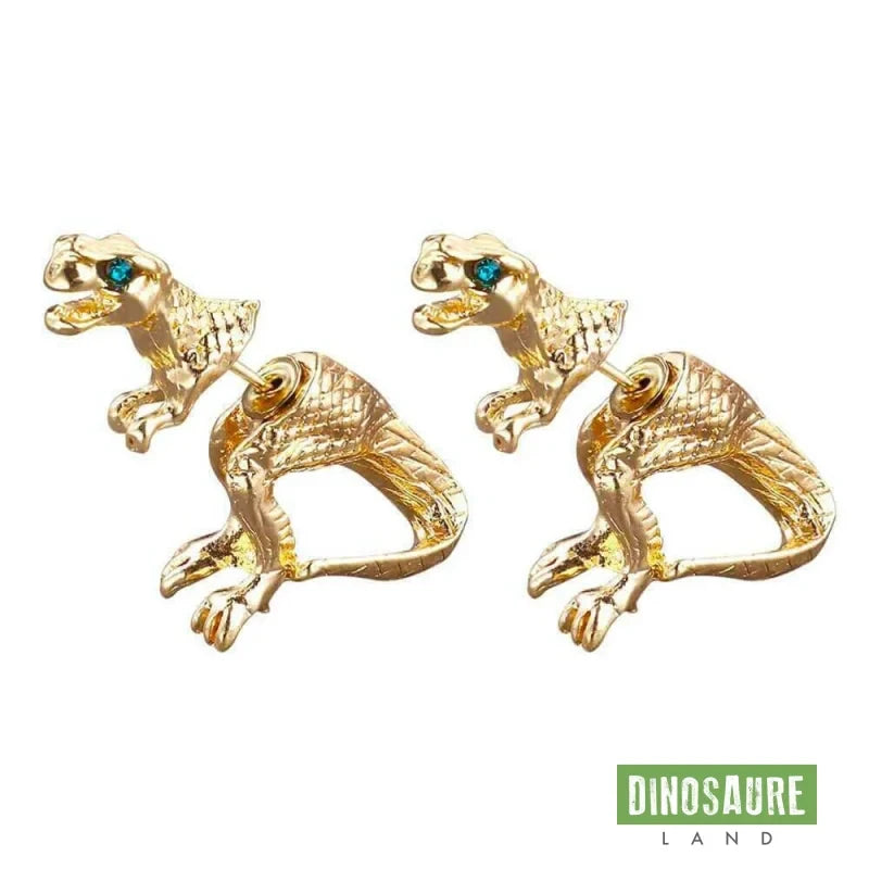 boucles d oreilles dinosaure t rex or