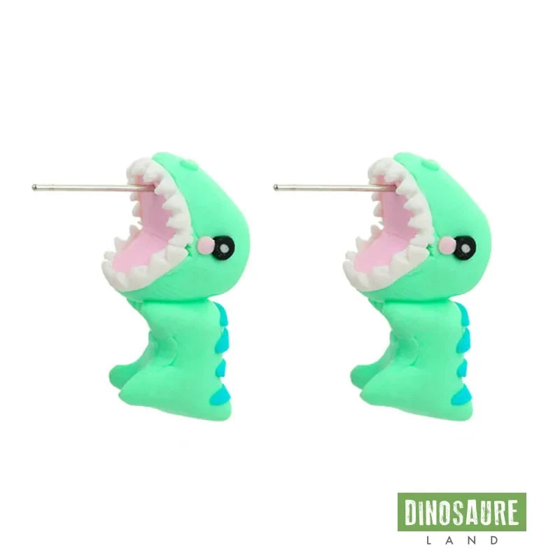 Boucles D'oreilles Dinosaure Vintage En Alliage Vert – Bijou Fantaisie Tendance Pour Femme - 4
