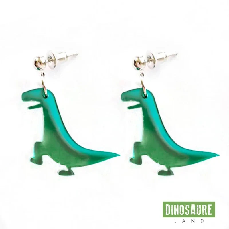 boucles oreilles dinosaure t rex vert