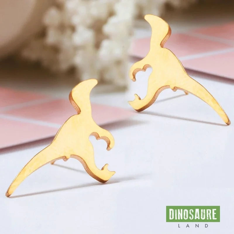 boucles oreilles dinosaure velociraptor or