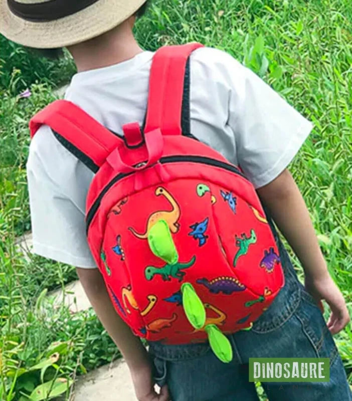 cartable dinosaure enfant dessin rouge