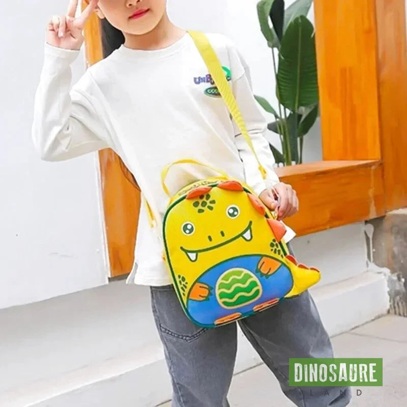 cartable dinosaure sac bandoulière jaune