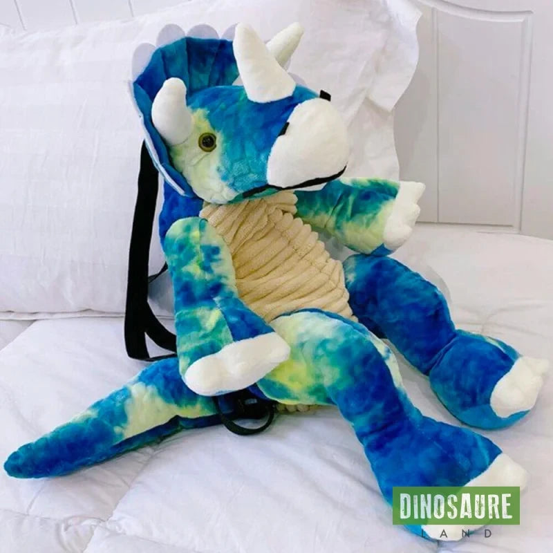 cartable sac a dos dinosaure triceratops bleu