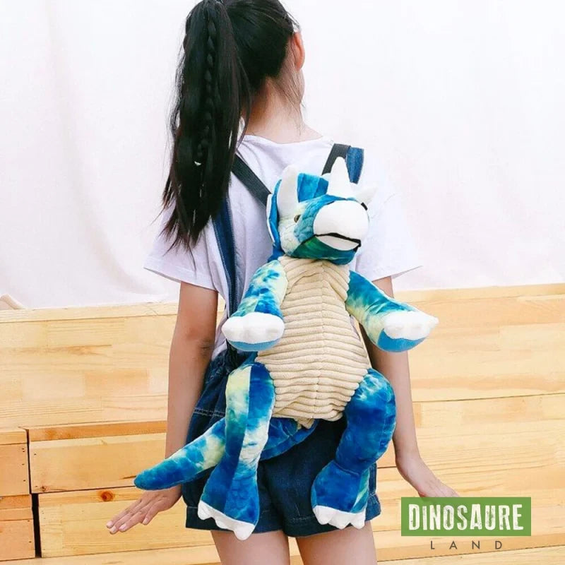 cartable sac a dos dinosaure triceratops bleu