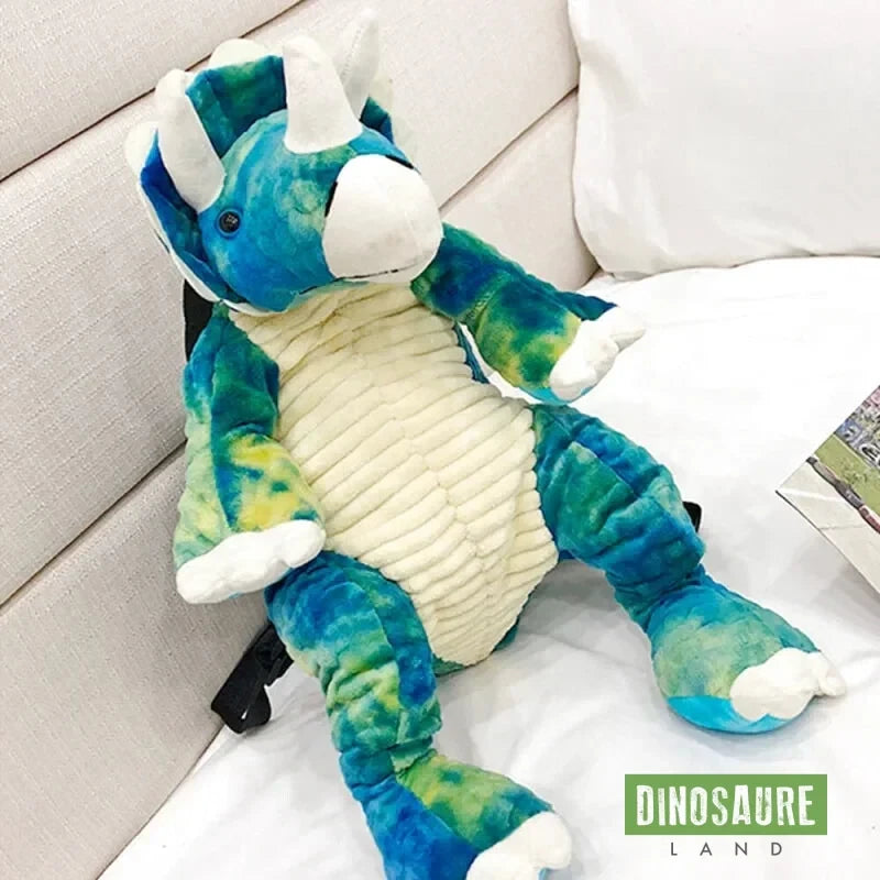 cartable sac a dos dinosaure triceratops bleu