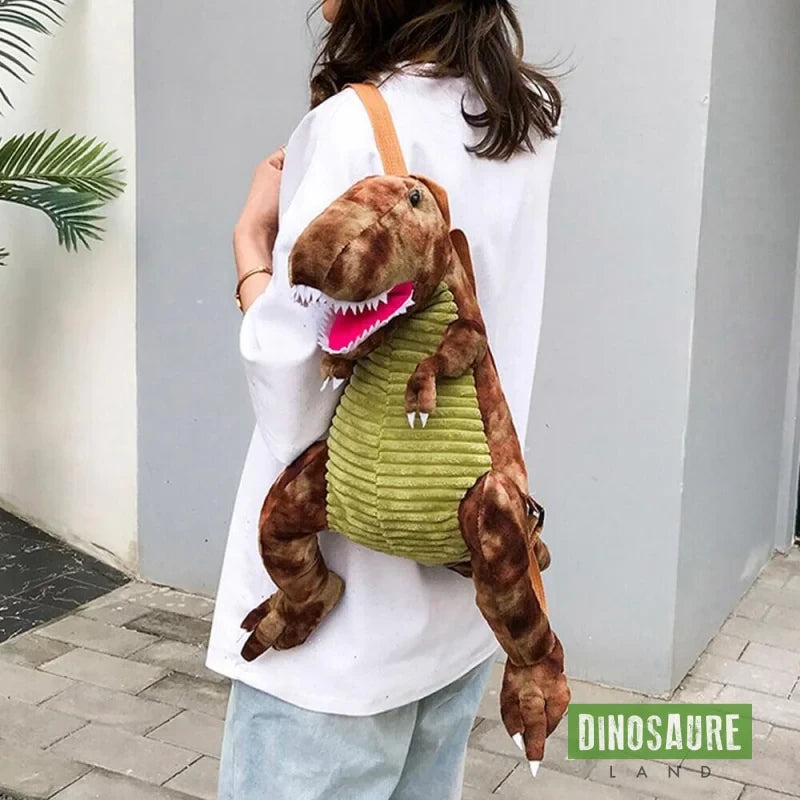 cartable sac a dos dinosaure tyrannosaure rex marron