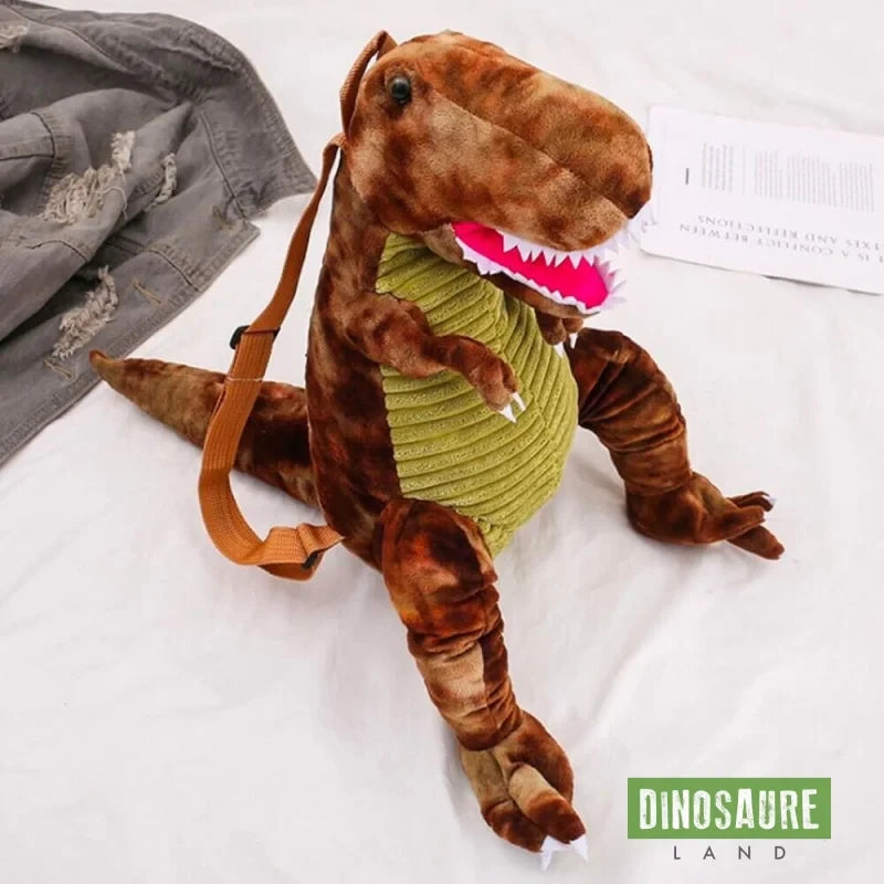 cartable sac a dos dinosaure tyrannosaure rex marron