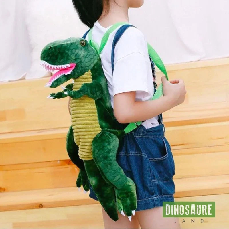 cartable sac a dos dinosaure tyrannosaure rex vert