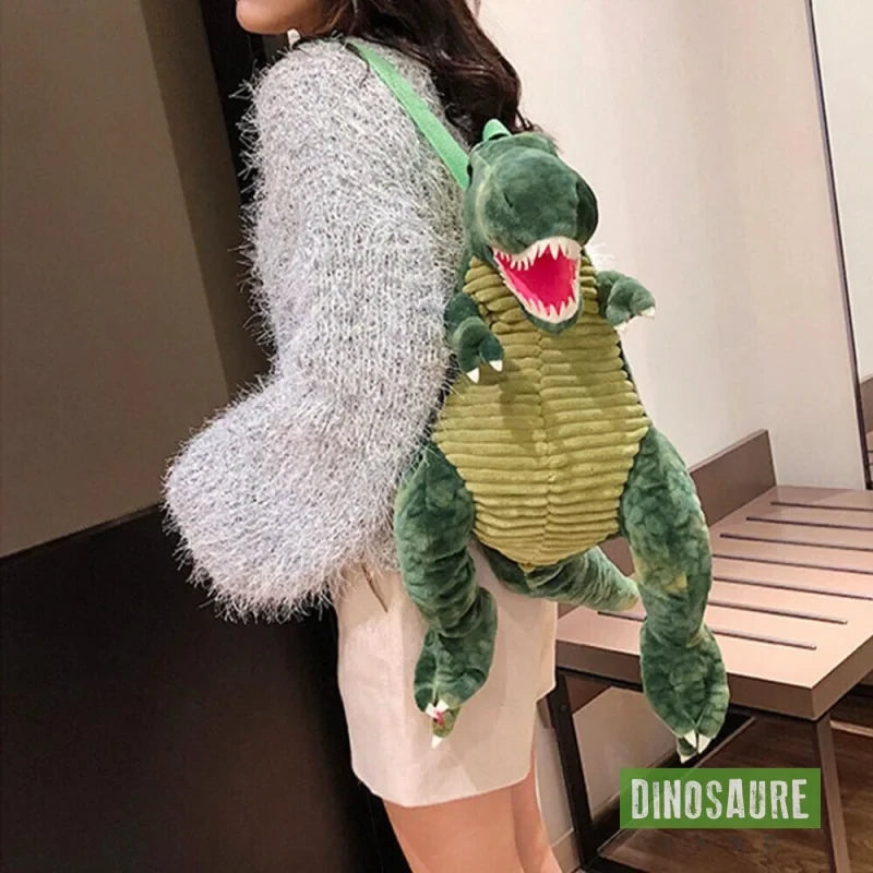 cartable sac a dos dinosaure tyrannosaure rex vert