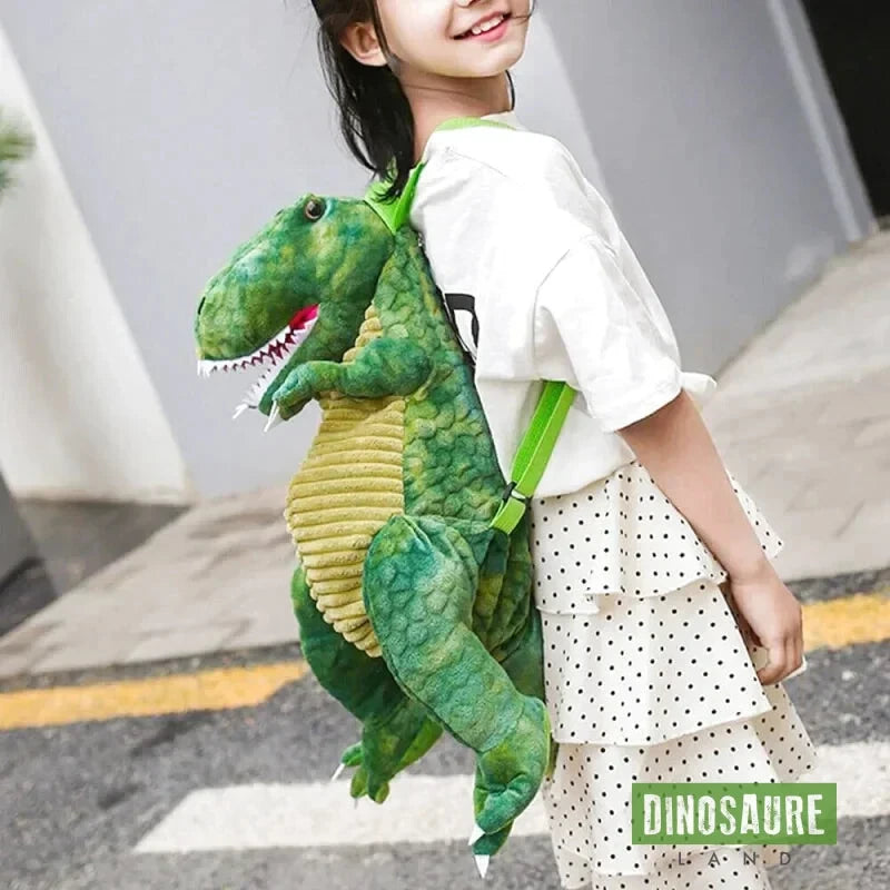 cartable sac a dos dinosaure tyrannosaure rex vert