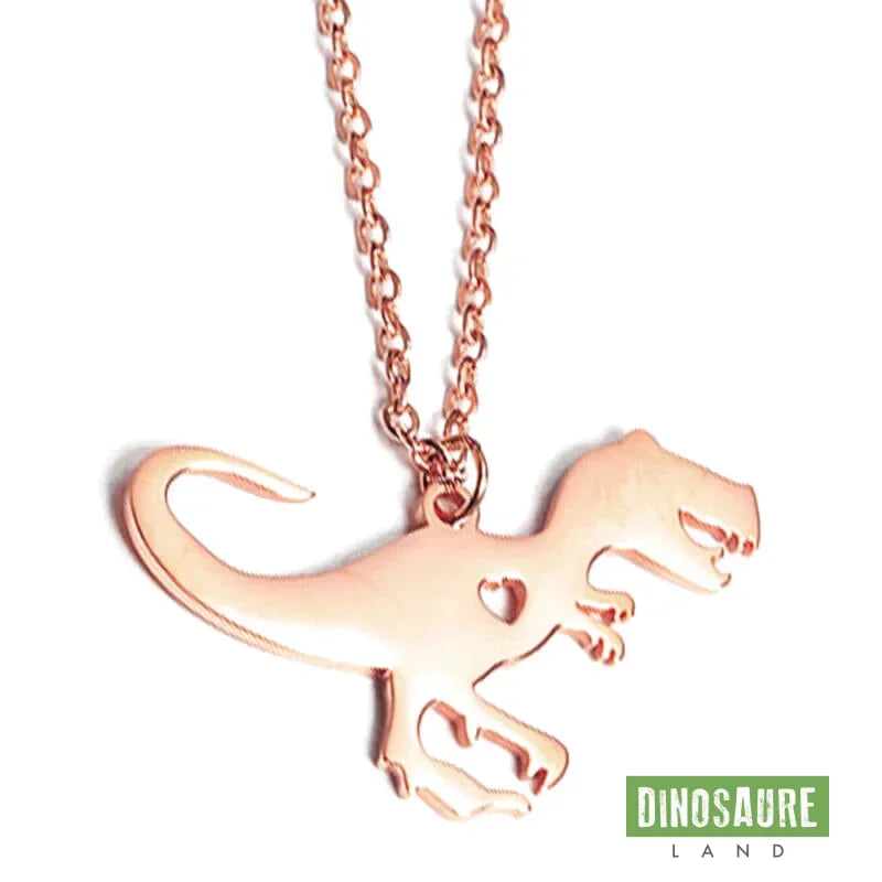collier pendentif dinosaure t rex coeur or rose