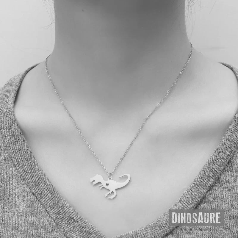 collier pendentif dinosaure t rex coeur argent