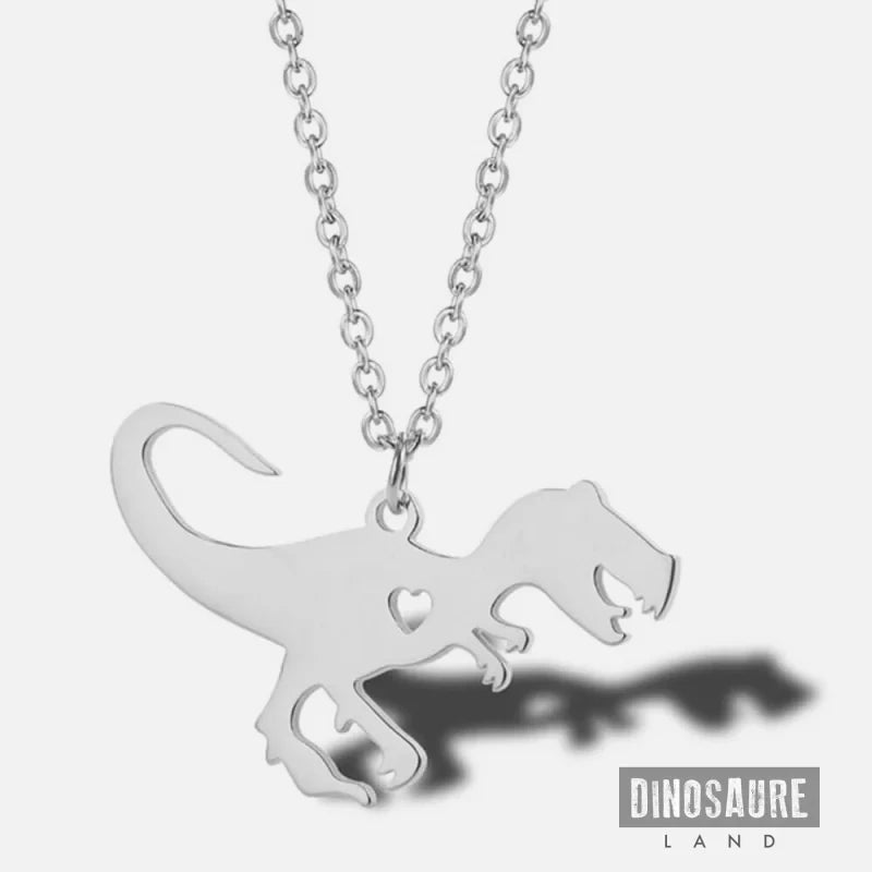 collier pendentif dinosaure t rex coeur argent