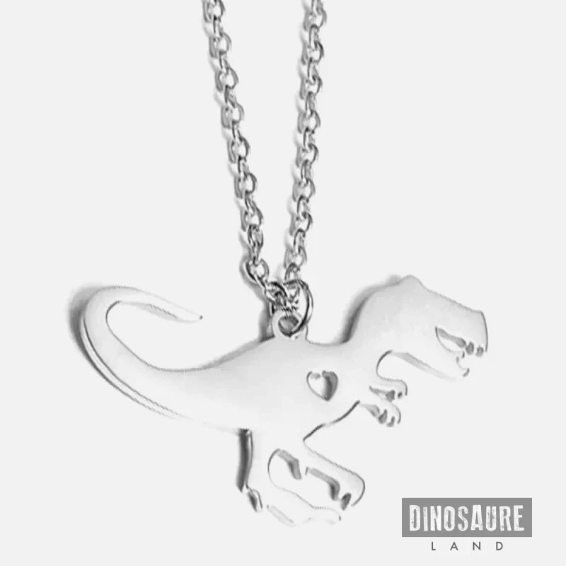 collier pendentif dinosaure t rex coeur argent