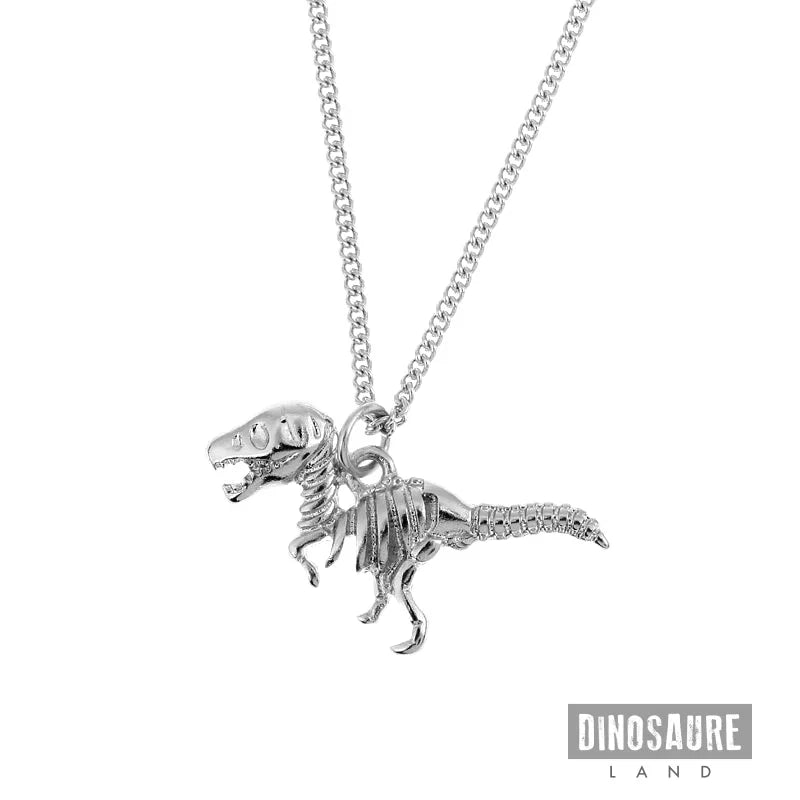 collier pendentif dinosaure t rex fossile argent