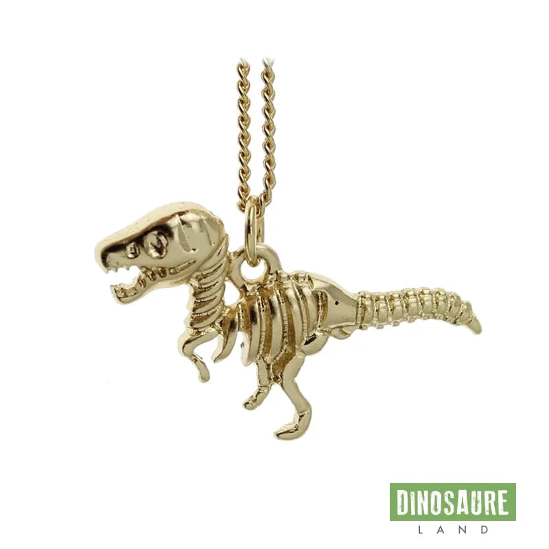 collier pendentif dinosaure t rex fossile or