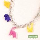 collier pendentif dinosaure multicolore argent