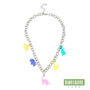 collier pendentif dinosaure multicolore argent