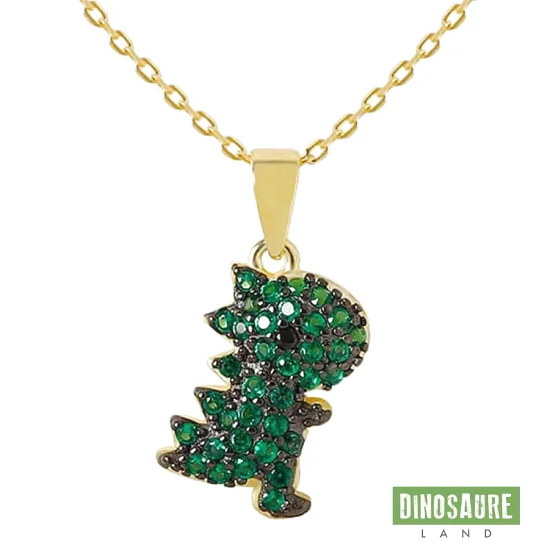 collier pendentif dinosaure herbivore or