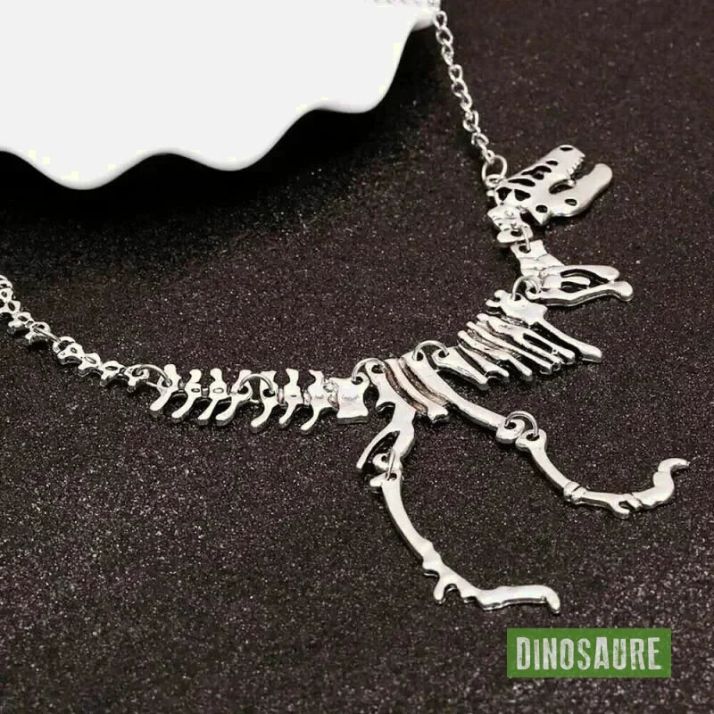 collier pendentif dinosaure argent