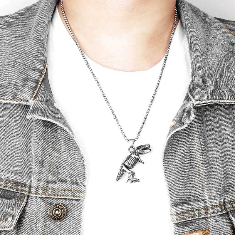 collier pendentif dinosaure t rex argent