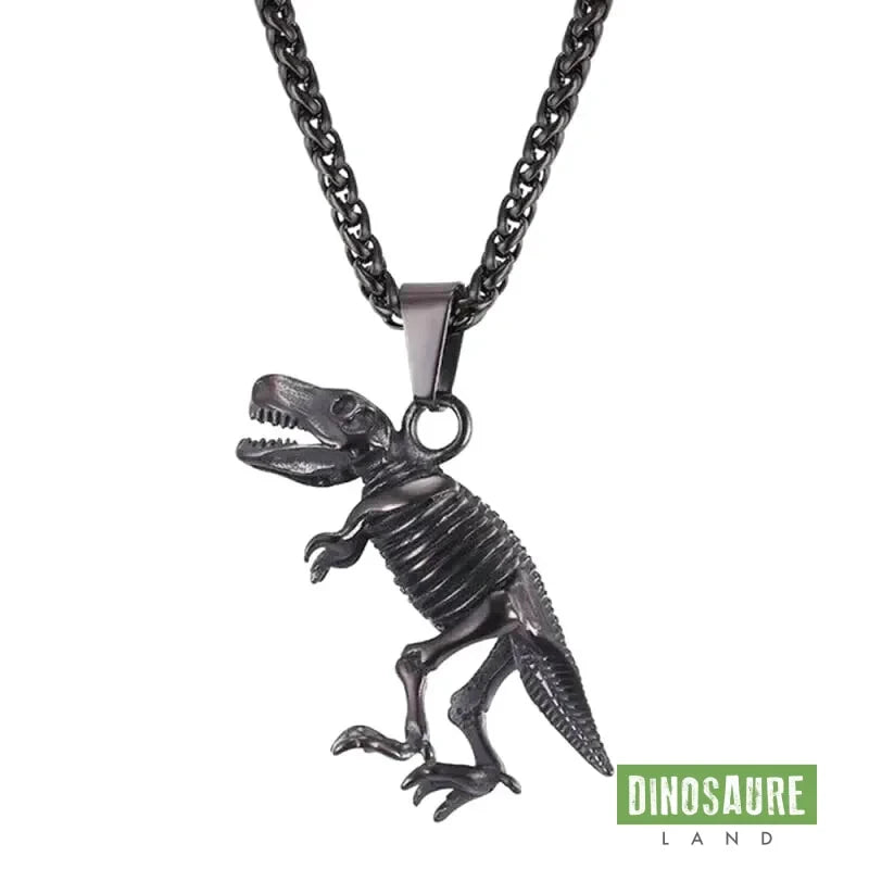 collier pendentif dinosaure t rex noir