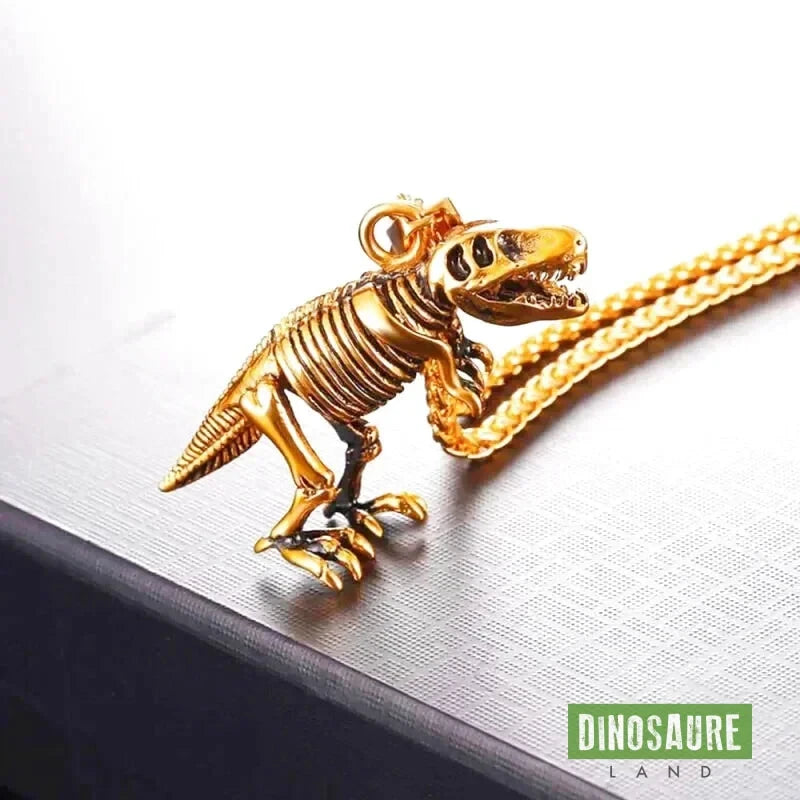 collier pendentif dinosaure t rex or