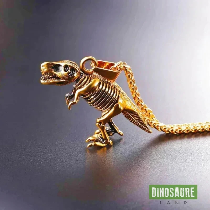 collier pendentif dinosaure t rex or