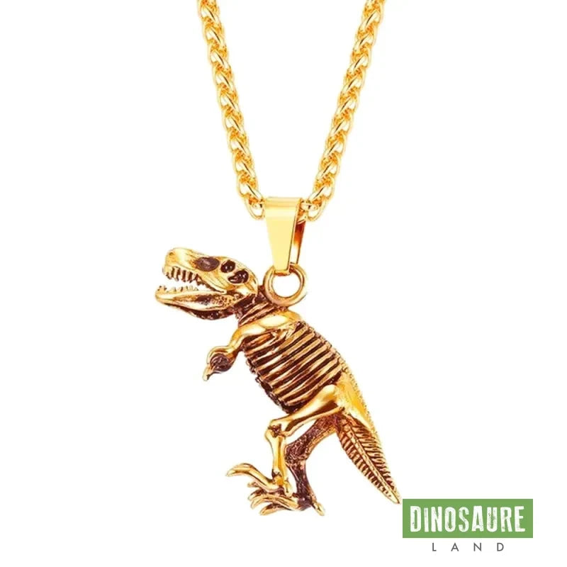 collier pendentif dinosaure t rex or