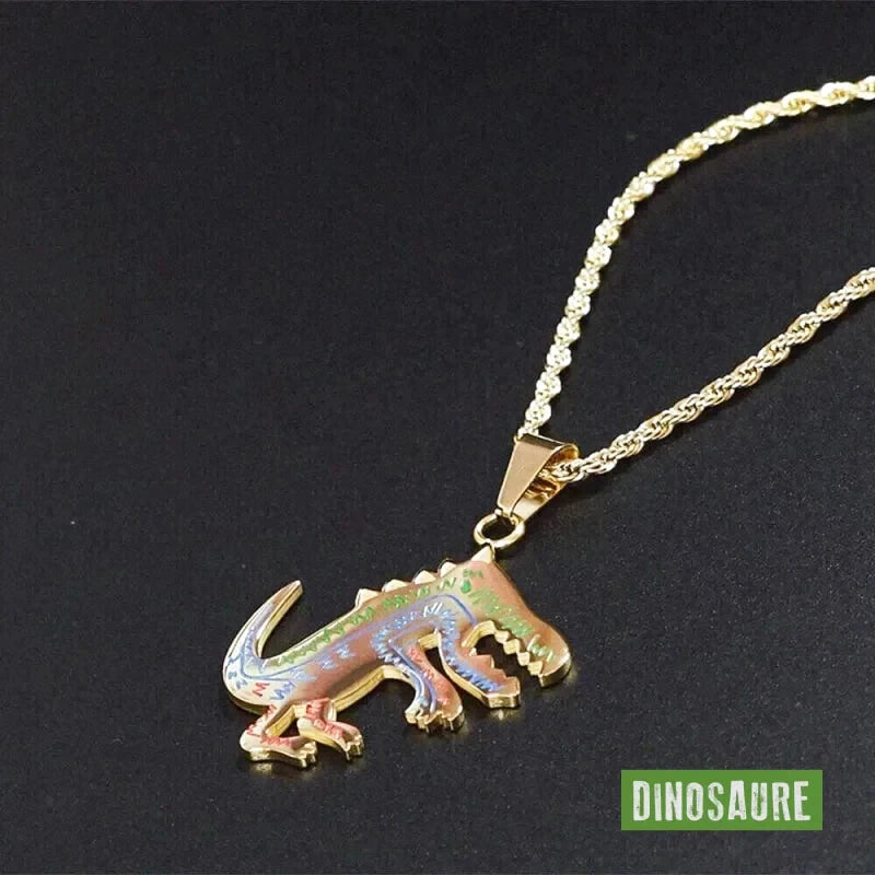 collier pendentif dinosaure tyrannosaure rex or