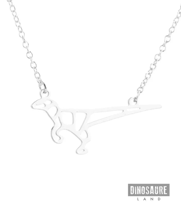 collier pendentif dinosaure velociraptor argent