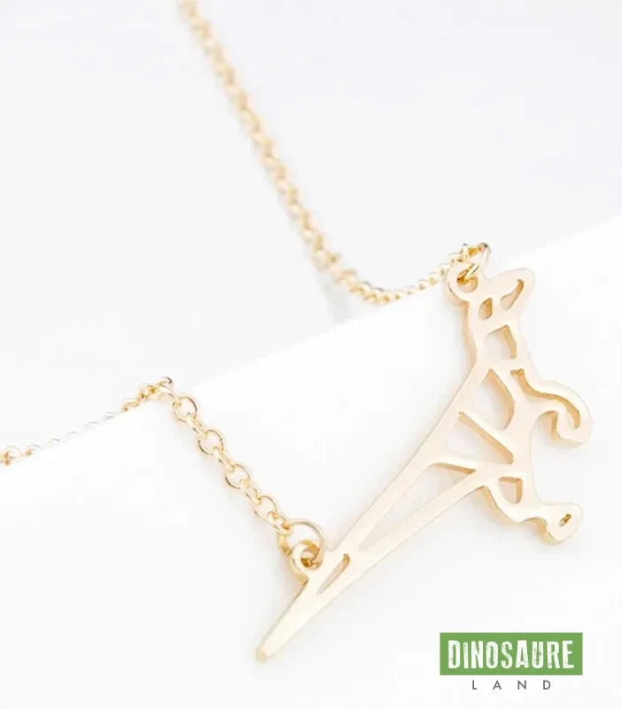 Collier Pendentif Dinosaure Vélociraptor Origami (Or)