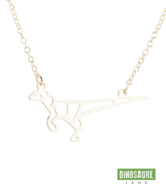 collier pendentif dinosaure velociraptor or