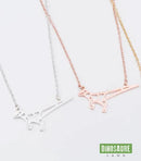 Collier Pendentif Dinosaure Vélociraptor Origami (Or Rose)