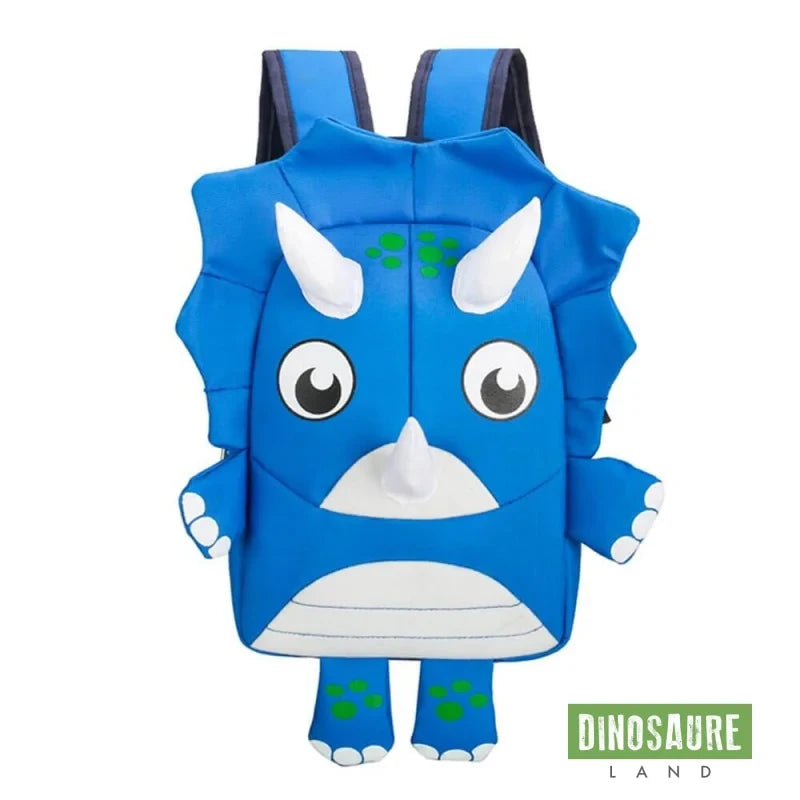 cartable dinosaure triceratops bleu