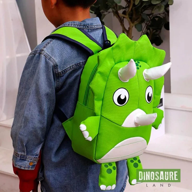 cartable dinosaure triceratops vert