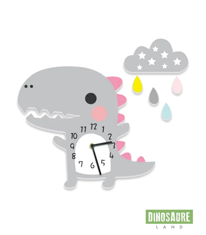 horloge dinosaure enfant decoration gris