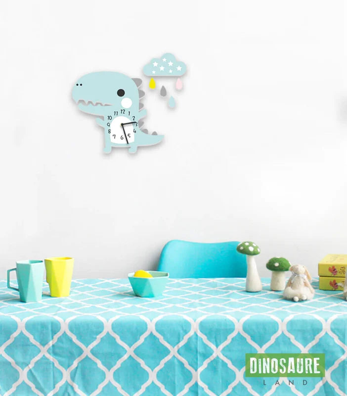 horloge dinosaure enfant decoration bleu