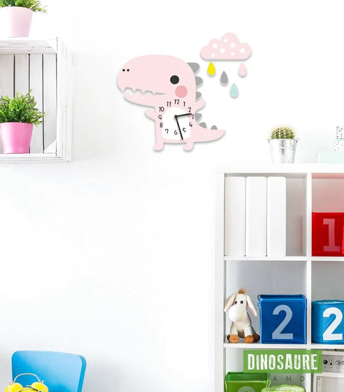 horloge dinosaure enfant decoration rose