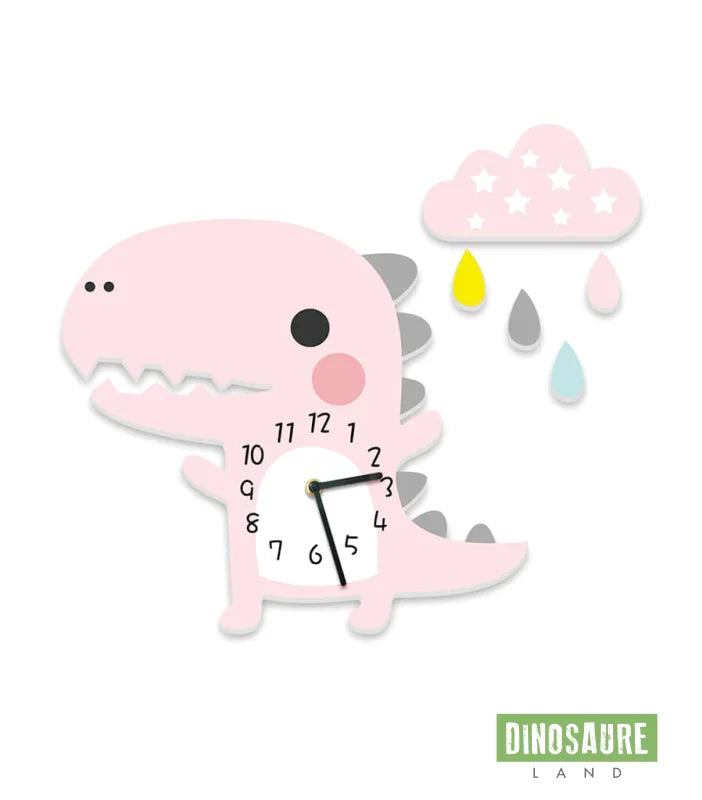 horloge dinosaure enfant decoration rose
